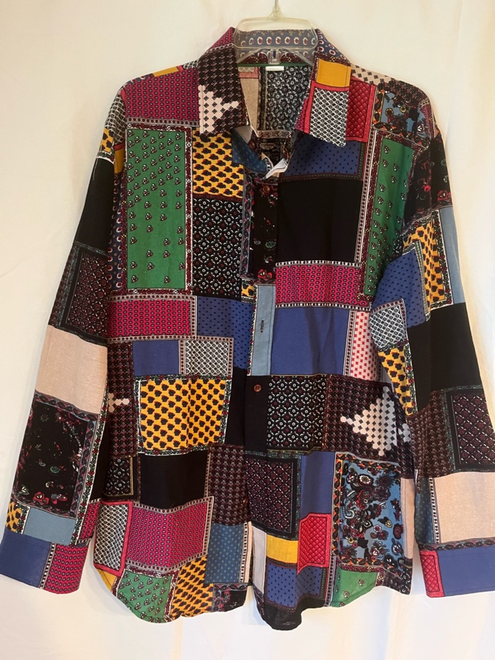 Women's Multicolor Patchwork Button-Down Shirt